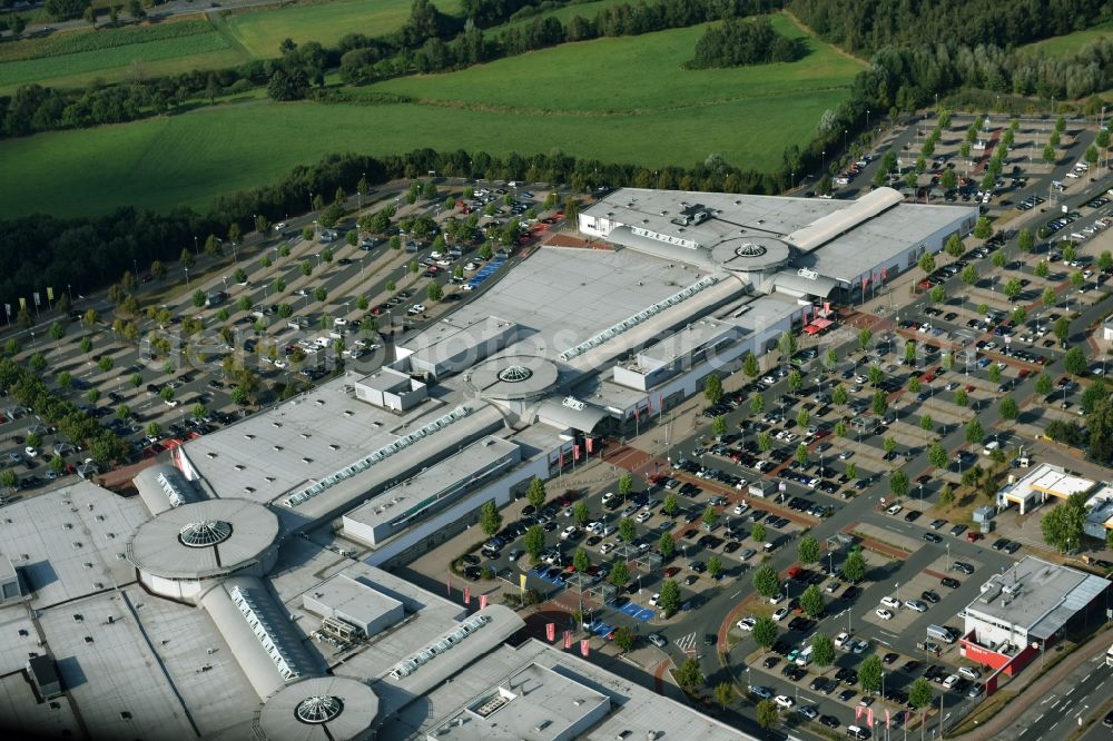 Bad Oeynhausen from the bird's eye view: Building of the shopping center Werre-Park on Mindener Strasse in Bad Oeynhausen in the state North Rhine-Westphalia