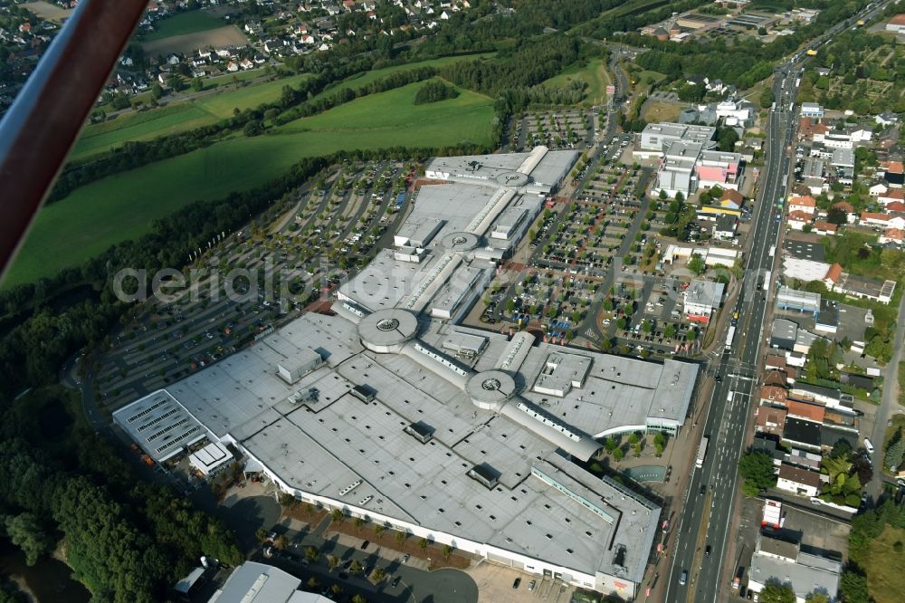 Aerial image Bad Oeynhausen - Building of the shopping center Werre-Park on Mindener Strasse in Bad Oeynhausen in the state North Rhine-Westphalia