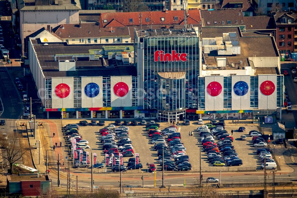 Aerial photograph Oberhausen - Building of the store - furniture market Finke in Oberhausen in the state of North Rhine-Westphalia