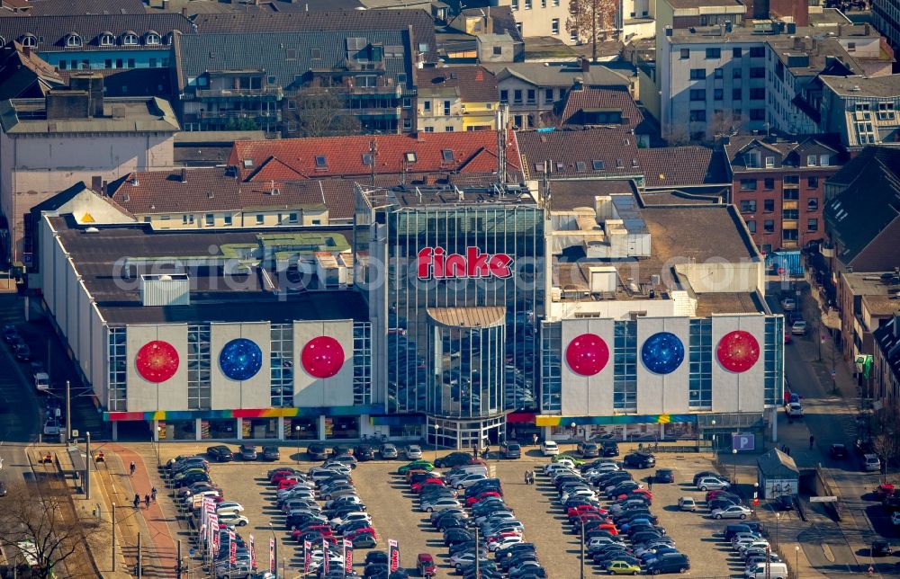 Oberhausen from above - Building of the store - furniture market Finke in Oberhausen in the state of North Rhine-Westphalia