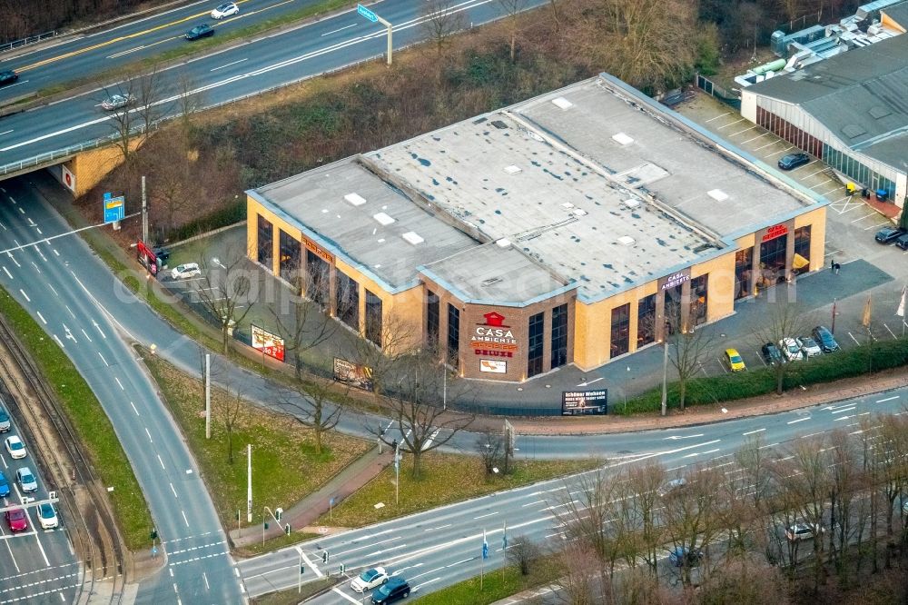 Bochum from above - Building of the store - furniture market Casa Ambiente GmbH in Bochum in the state North Rhine-Westphalia, Germany