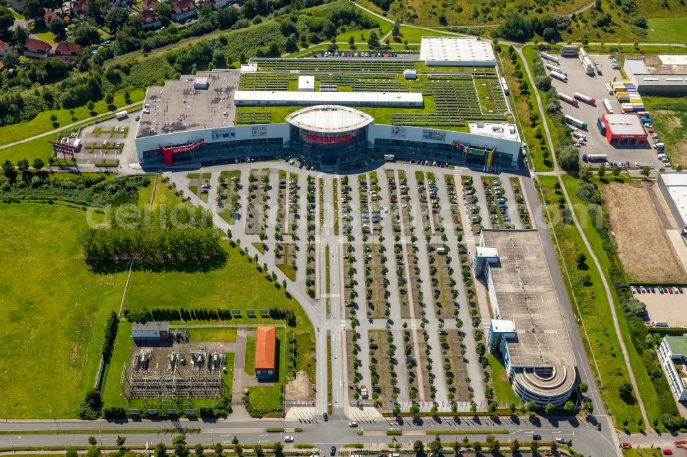 Bottrop from above - Building of the store - furniture market Einrichtungshaus Ostermann GmbH & Co. KG in Bottrop in the state North Rhine-Westphalia