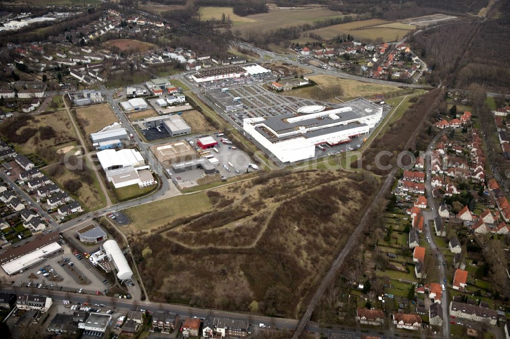 Bottrop from above - Building of the store - furniture market Einrichtungshaus Ostermann GmbH & Co. KG in Bottrop in the state North Rhine-Westphalia