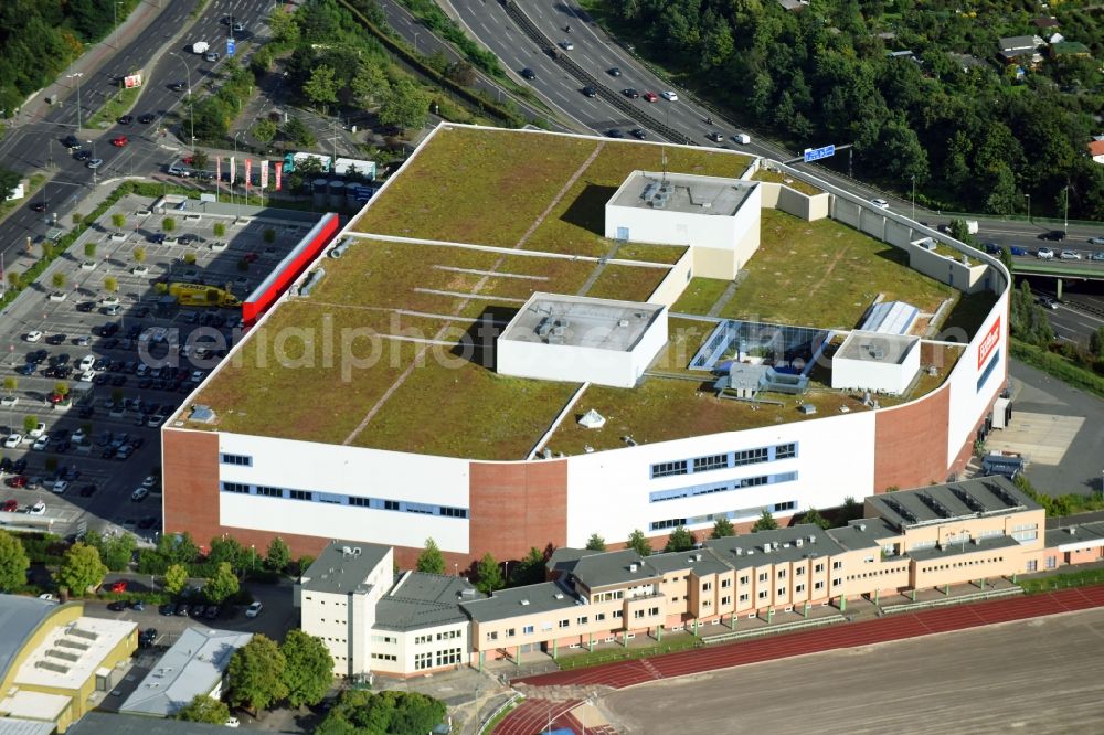 Berlin from the bird's eye view: Building of the store - furniture market Hoeffner Moebelgesellschaft GmbH & Co. KG on Sachsendonm in the district Tempelhof-Schoeneberg in Berlin, Germany