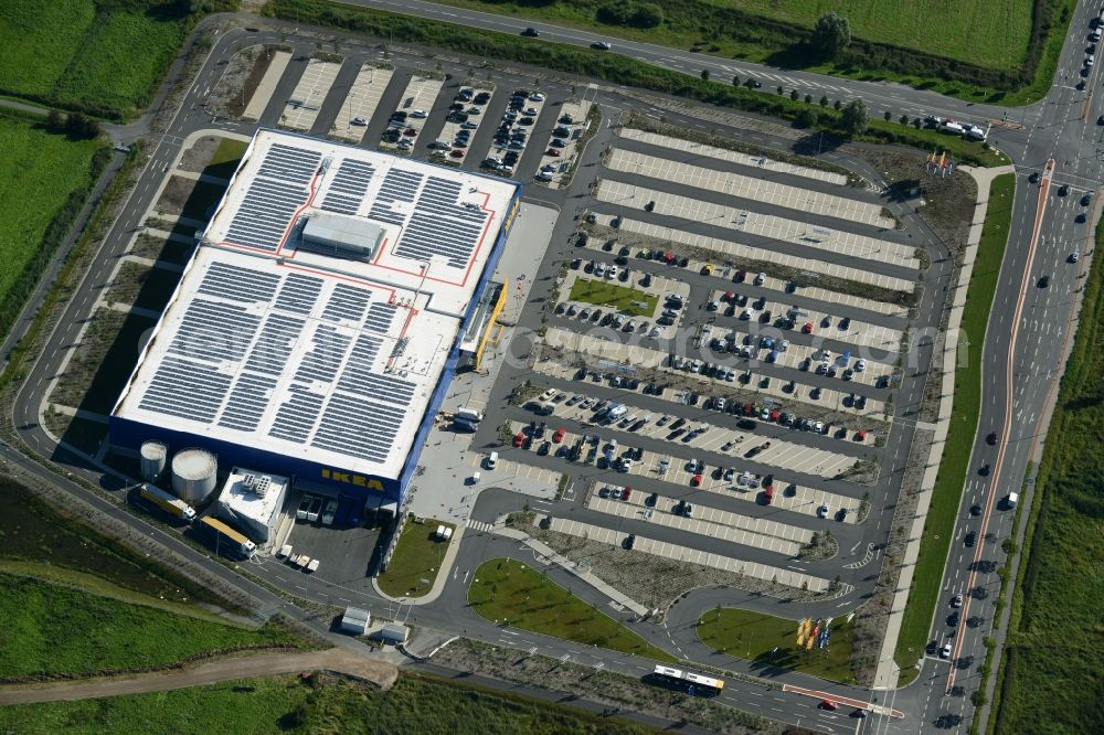 Bremerhaven from the bird's eye view: Building of the store - furniture market IKEA in Bremerhaven in the state Bremen