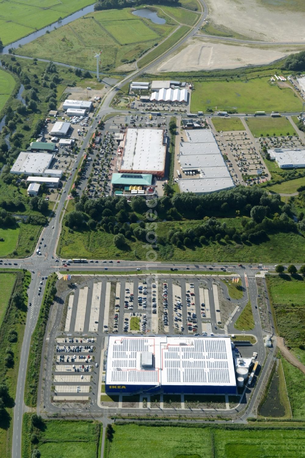 Bremerhaven from above - Building of the store - furniture market IKEA in Bremerhaven in the state Bremen