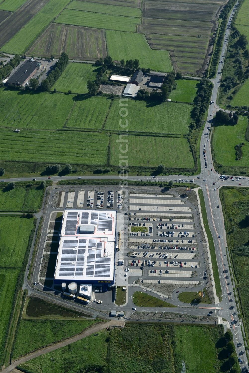 Bremerhaven from the bird's eye view: Building of the store - furniture market IKEA in Bremerhaven in the state Bremen