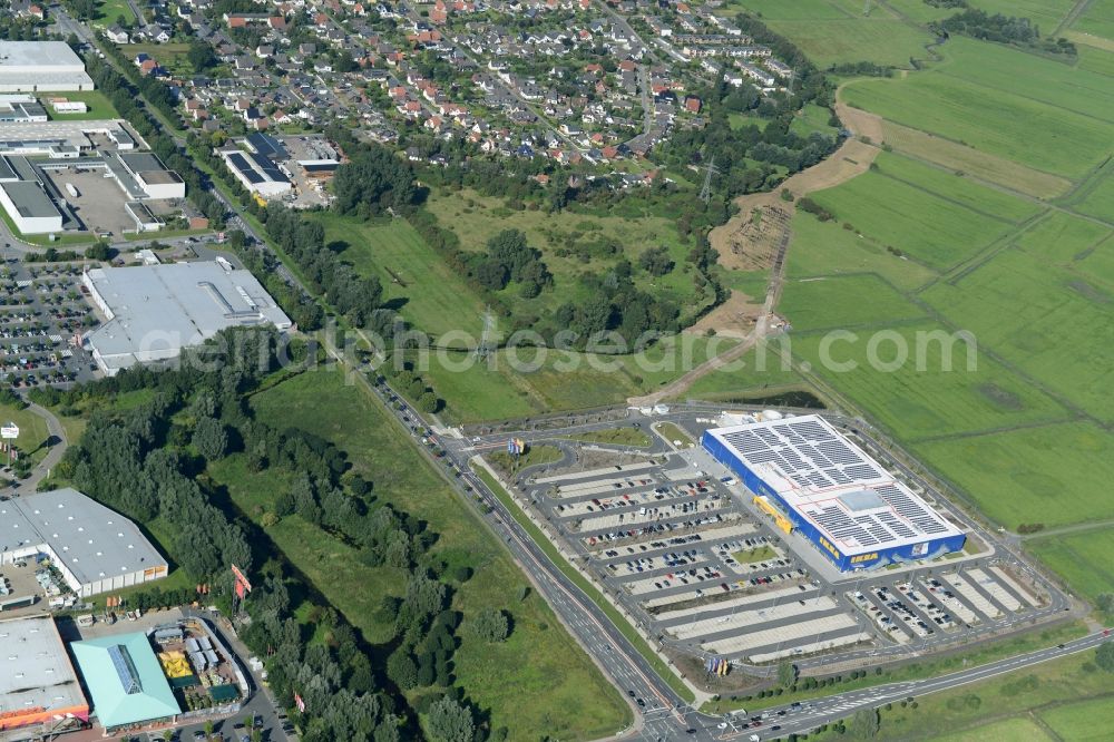 Bremerhaven from above - Building of the store - furniture market IKEA in Bremerhaven in the state Bremen