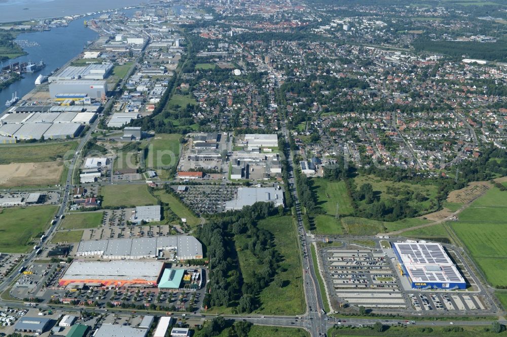 Bremerhaven from the bird's eye view: Building of the store - furniture market IKEA in Bremerhaven in the state Bremen