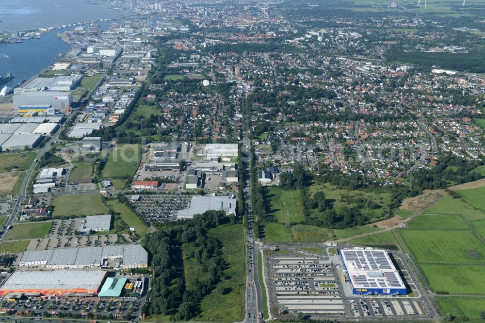 Aerial image Bremerhaven - Building of the store - furniture market IKEA in Bremerhaven in the state Bremen