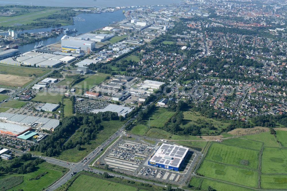 Bremerhaven from above - Building of the store - furniture market IKEA in Bremerhaven in the state Bremen