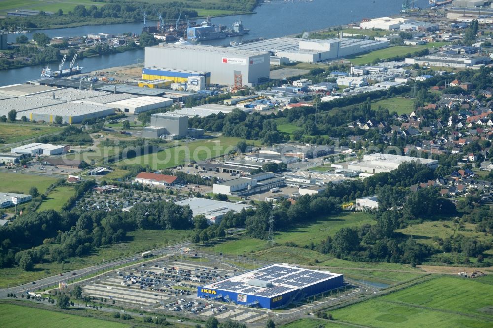 Bremerhaven from above - Building of the store - furniture market IKEA in Bremerhaven in the state Bremen