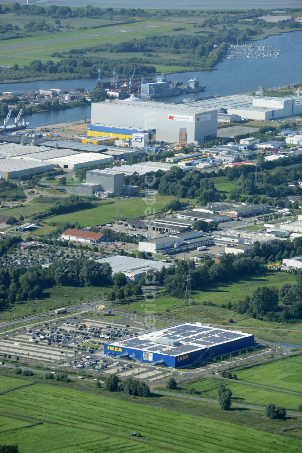 Bremerhaven from the bird's eye view: Building of the store - furniture market IKEA in Bremerhaven in the state Bremen