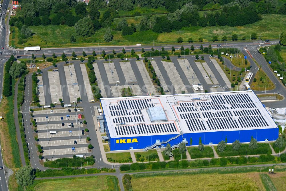 Bremerhaven from above - Building of the store - furniture market IKEA on street Weserstrasse in Bremerhaven in the state Bremen, Germany
