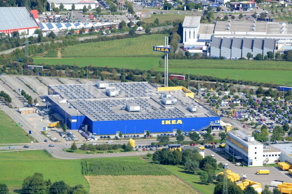 Aerial image Gersthofen - Building of the store - furniture market IKEA Einrichtungshaus Augsburg in Gersthofen in the state Bavaria