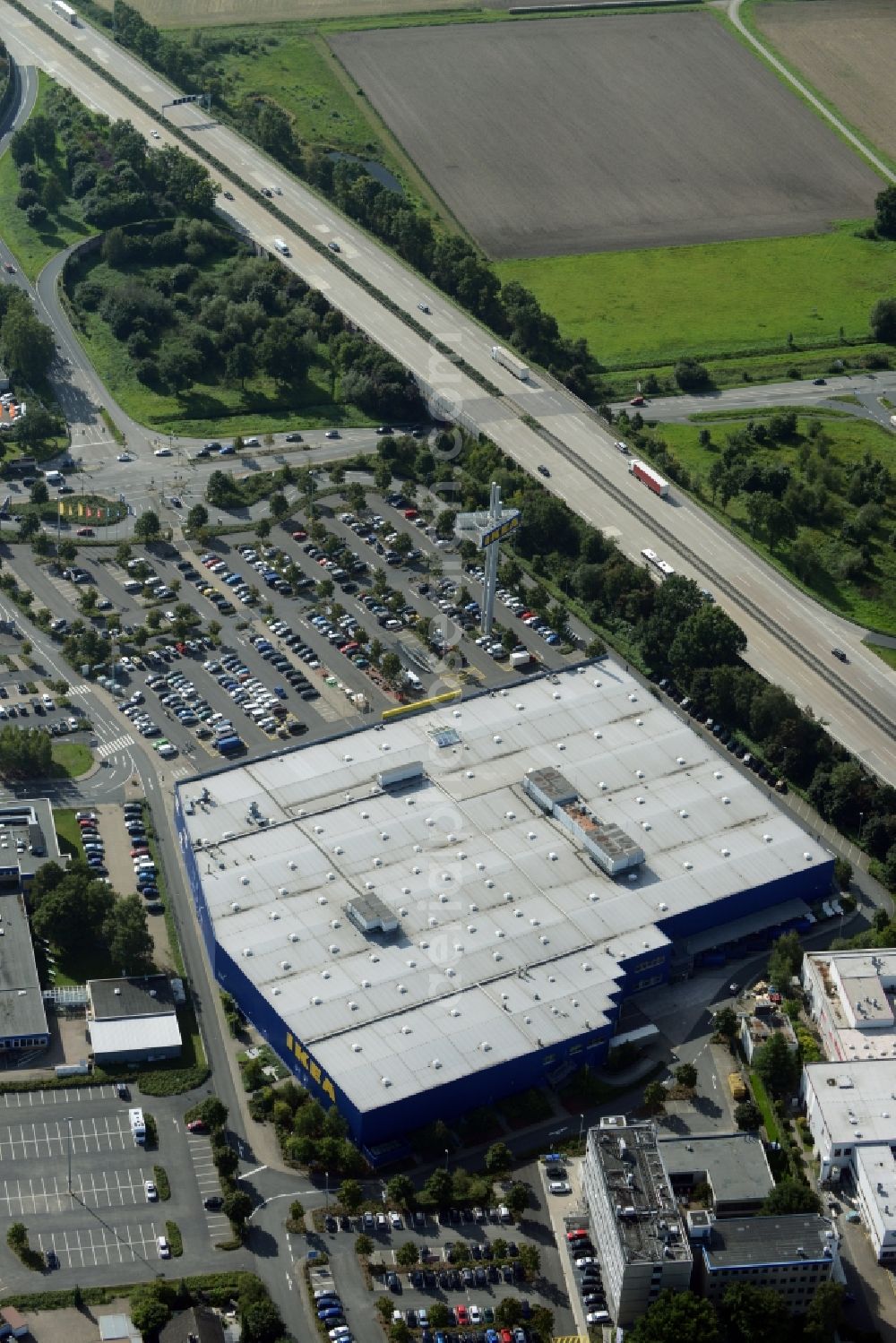 Burgwedel from the bird's eye view: Building of the store - furniture market of IKEA in Burgwedel in the state Lower Saxony