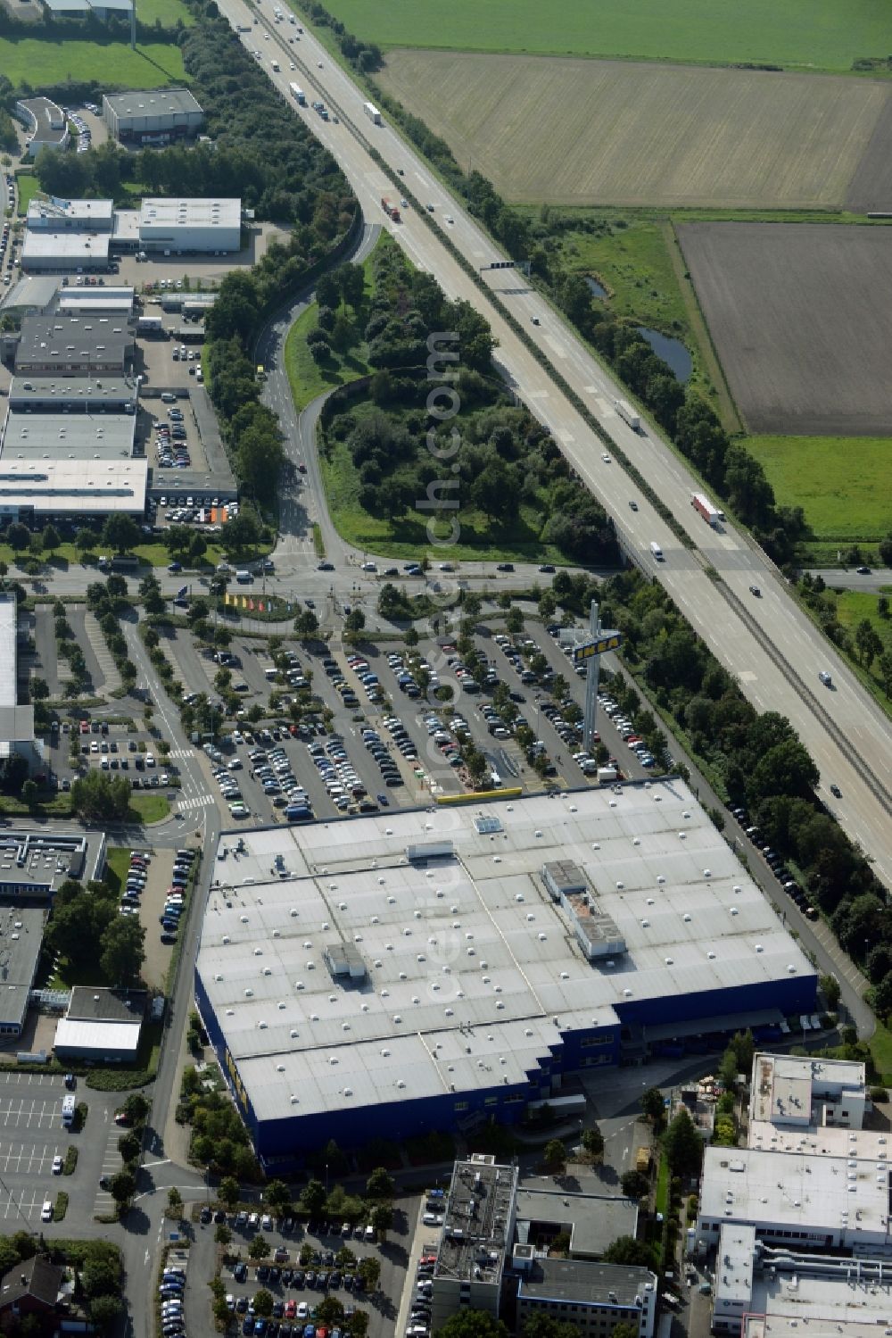 Aerial image Burgwedel - Building of the store - furniture market of IKEA in Burgwedel in the state Lower Saxony