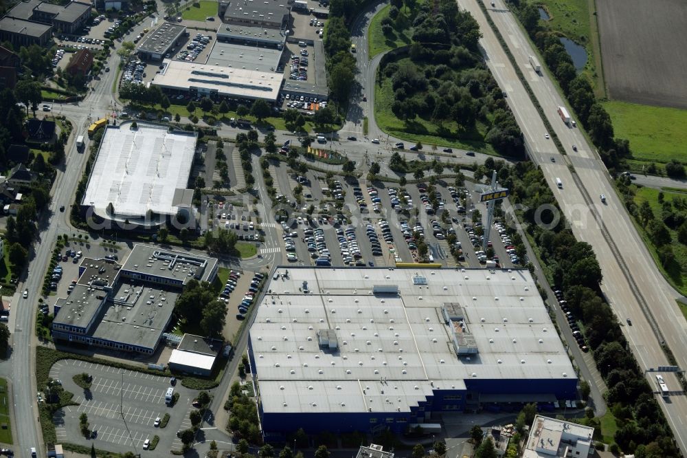 Aerial photograph Burgwedel - Building of the store - furniture market of IKEA in Burgwedel in the state Lower Saxony