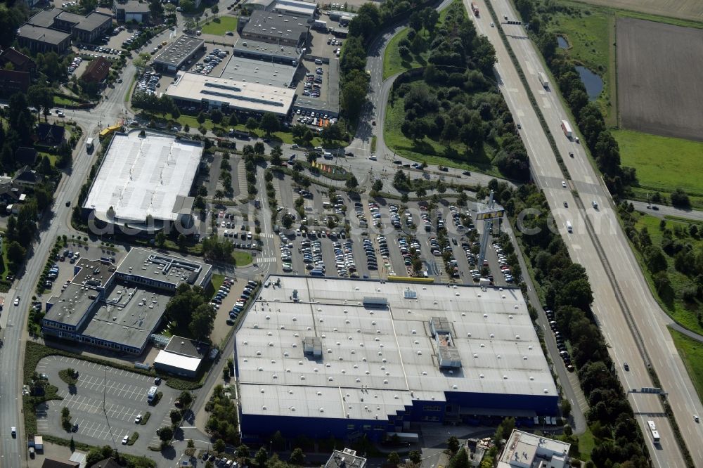 Burgwedel from above - Building of the store - furniture market of IKEA in Burgwedel in the state Lower Saxony