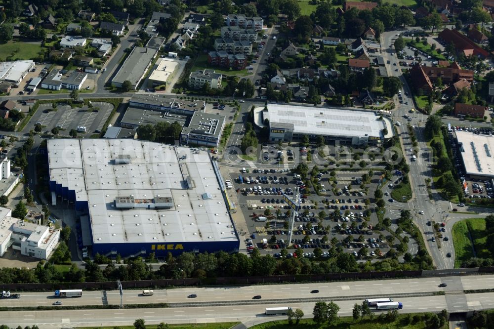 Burgwedel from above - Building of the store - furniture market of IKEA in Burgwedel in the state Lower Saxony