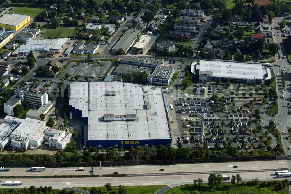 Burgwedel from the bird's eye view: Building of the store - furniture market of IKEA in Burgwedel in the state Lower Saxony