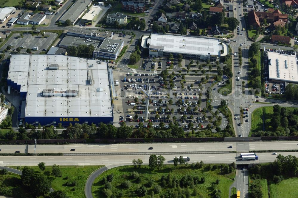 Aerial image Burgwedel - Building of the store - furniture market of IKEA in Burgwedel in the state Lower Saxony