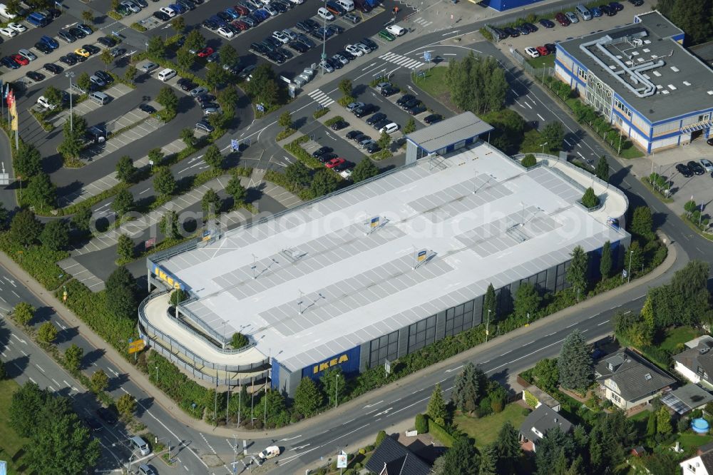 Burgwedel from the bird's eye view: Building of the store - furniture market of IKEA in Burgwedel in the state Lower Saxony