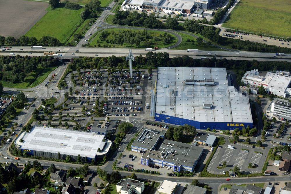 Burgwedel from above - Building of the store - furniture market of IKEA in Burgwedel in the state Lower Saxony