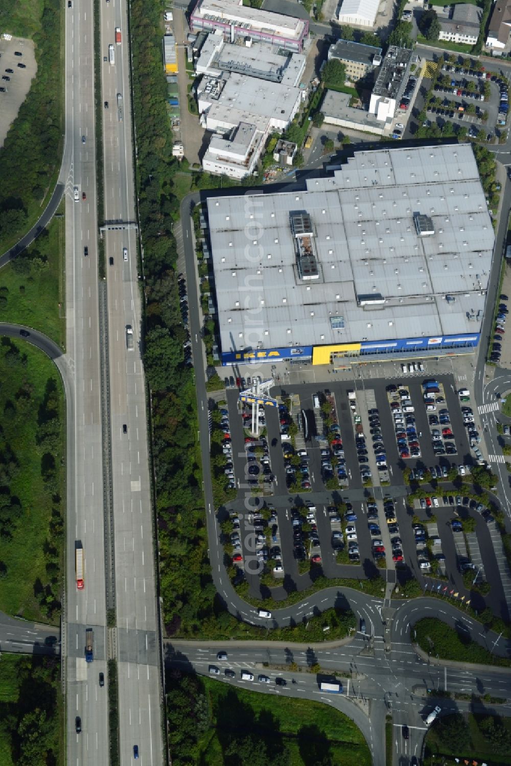 Aerial photograph Burgwedel - Building of the store - furniture market of IKEA in Burgwedel in the state Lower Saxony