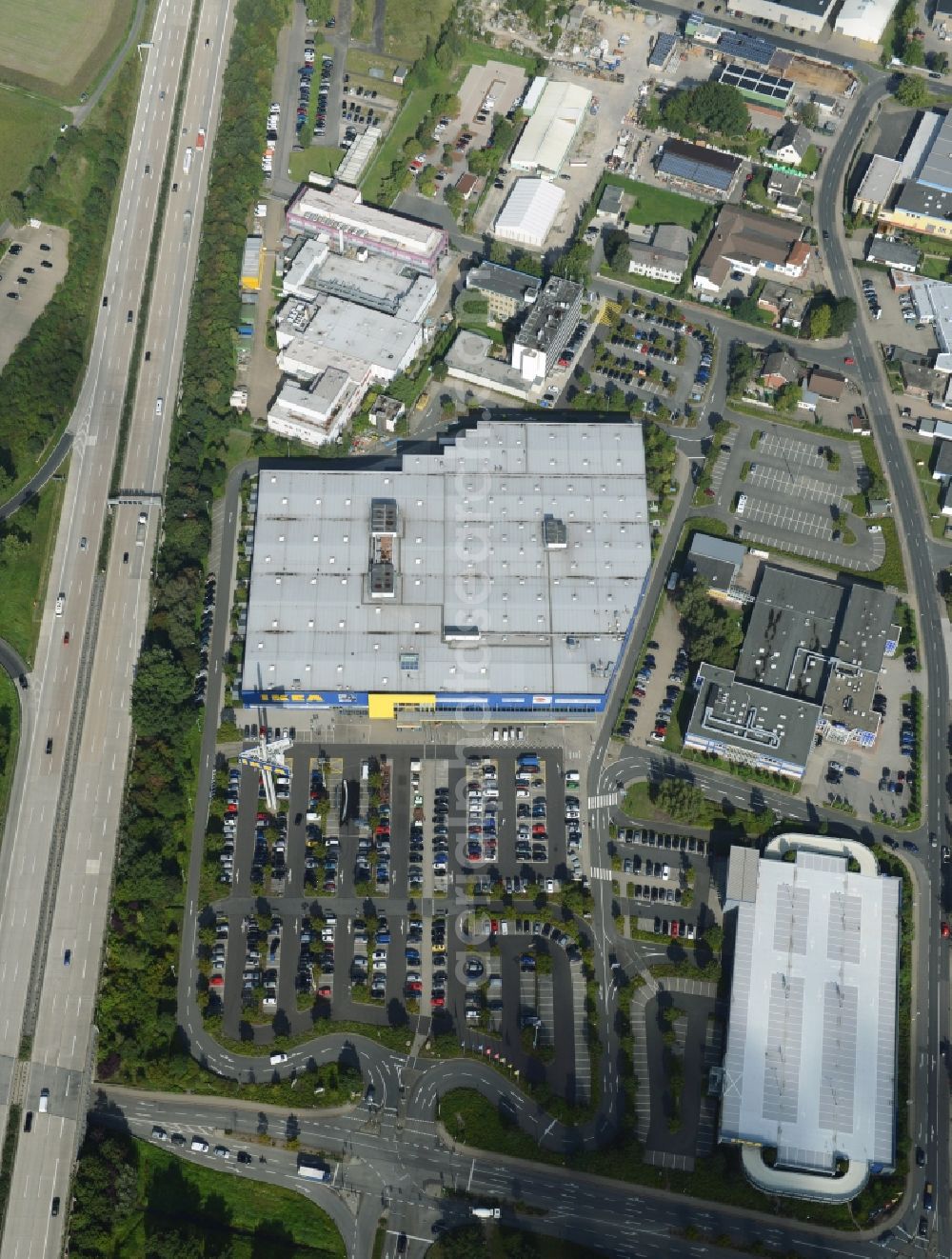 Burgwedel from above - Building of the store - furniture market of IKEA in Burgwedel in the state Lower Saxony