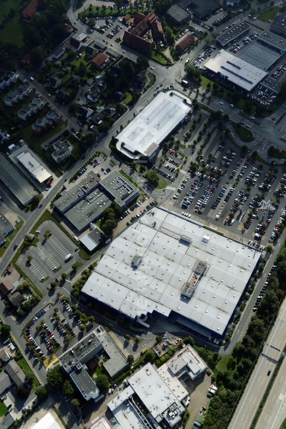 Aerial image Burgwedel - Building of the store - furniture market of IKEA in Burgwedel in the state Lower Saxony