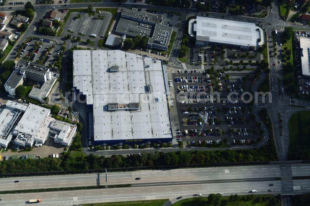 Burgwedel from the bird's eye view: Building of the store - furniture market of IKEA in Burgwedel in the state Lower Saxony