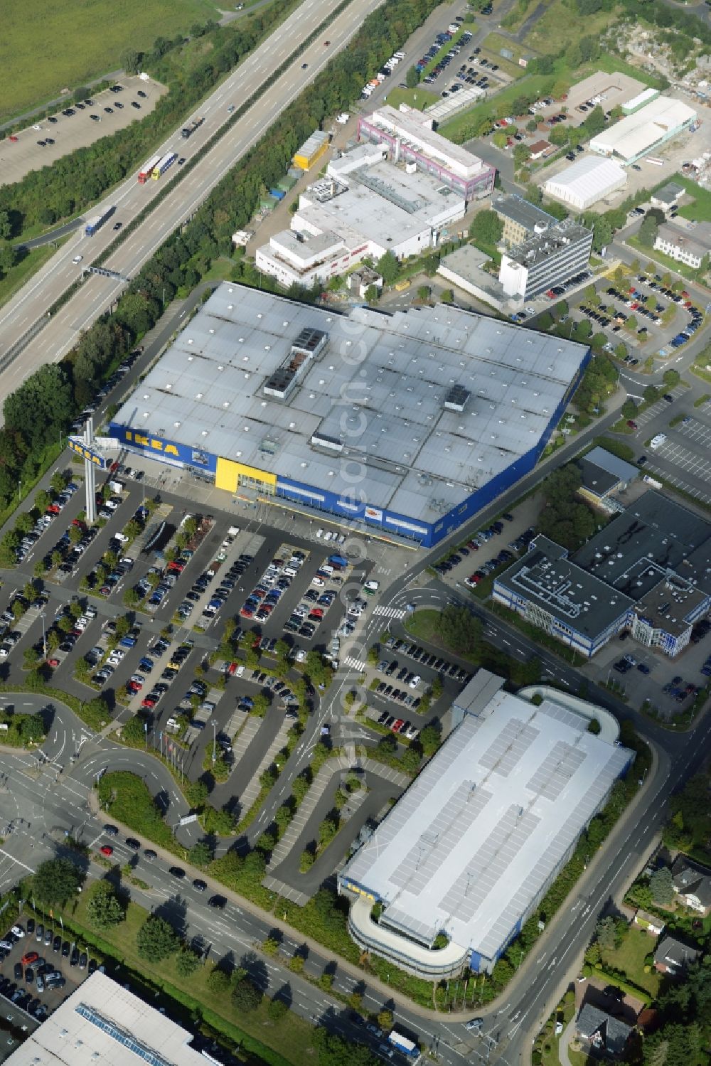 Burgwedel from above - Building of the store - furniture market of IKEA in Burgwedel in the state Lower Saxony