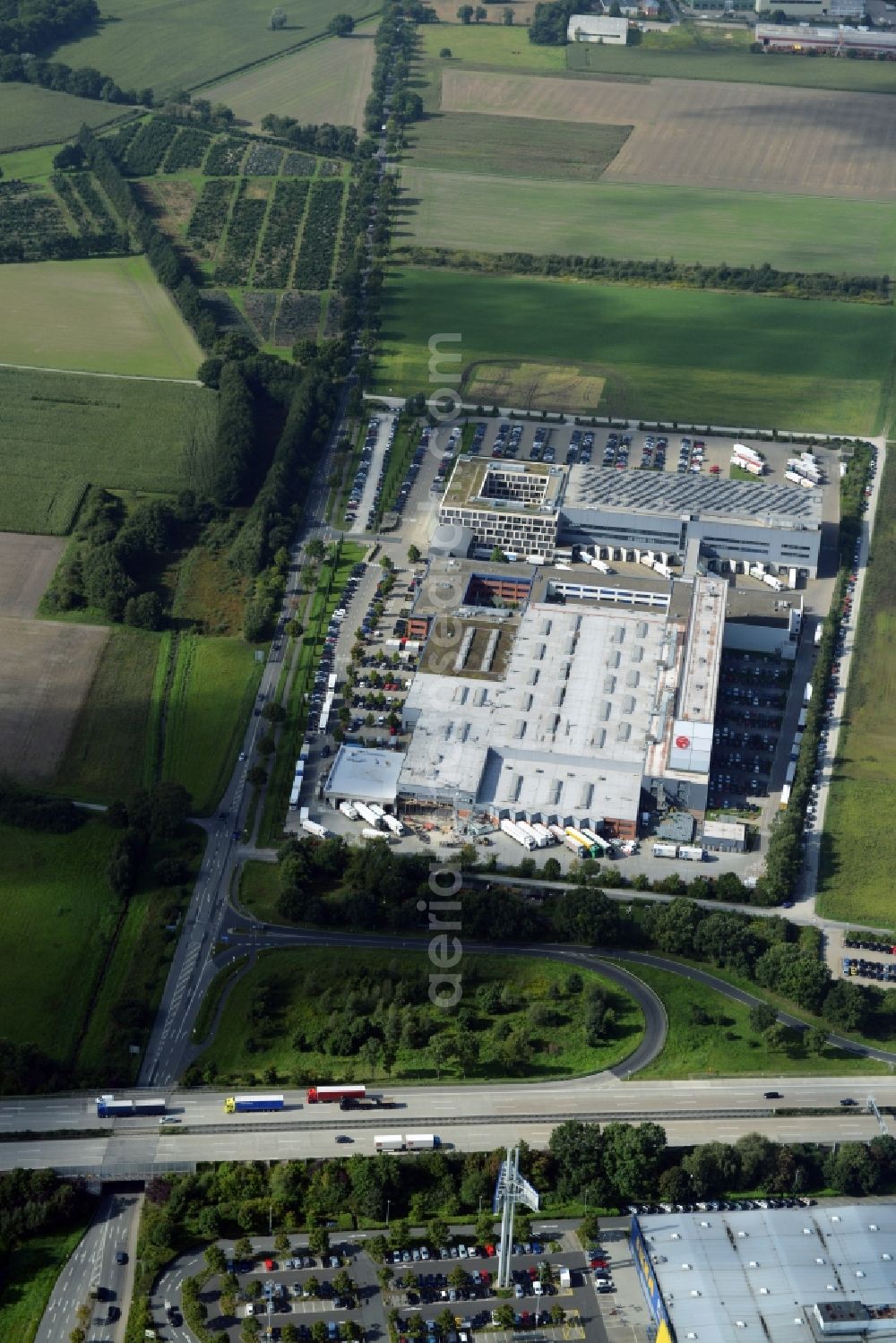 Aerial image Burgwedel - Building of the store - furniture market of IKEA in Burgwedel in the state Lower Saxony