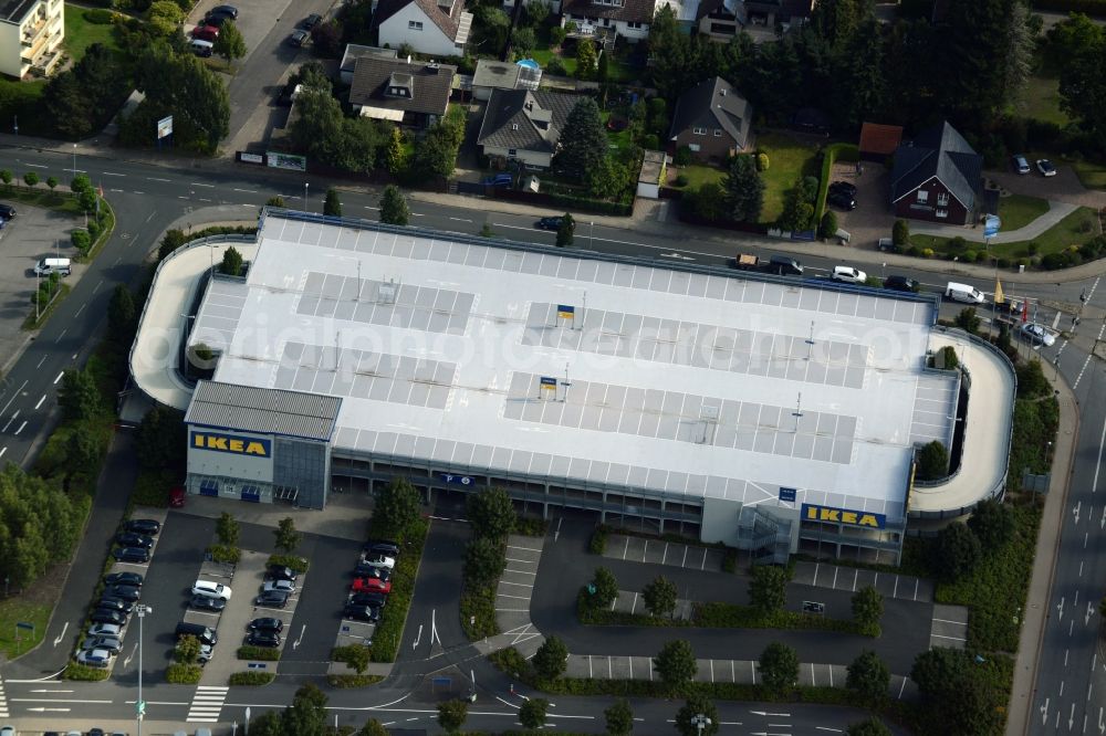 Burgwedel from above - Building of the store - furniture market of IKEA in Burgwedel in the state Lower Saxony