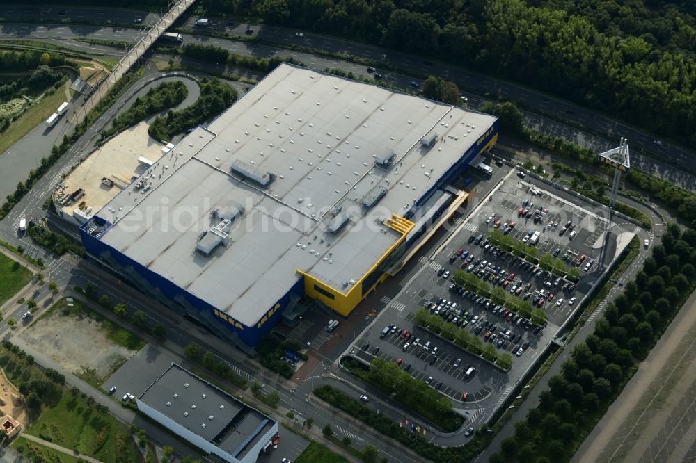 Aerial photograph Hannover - Building and parking lot of the store - furniture market IKEA Einrichtungshaus in the business park EXPO-Park in Hannover in the state Lower Saxony