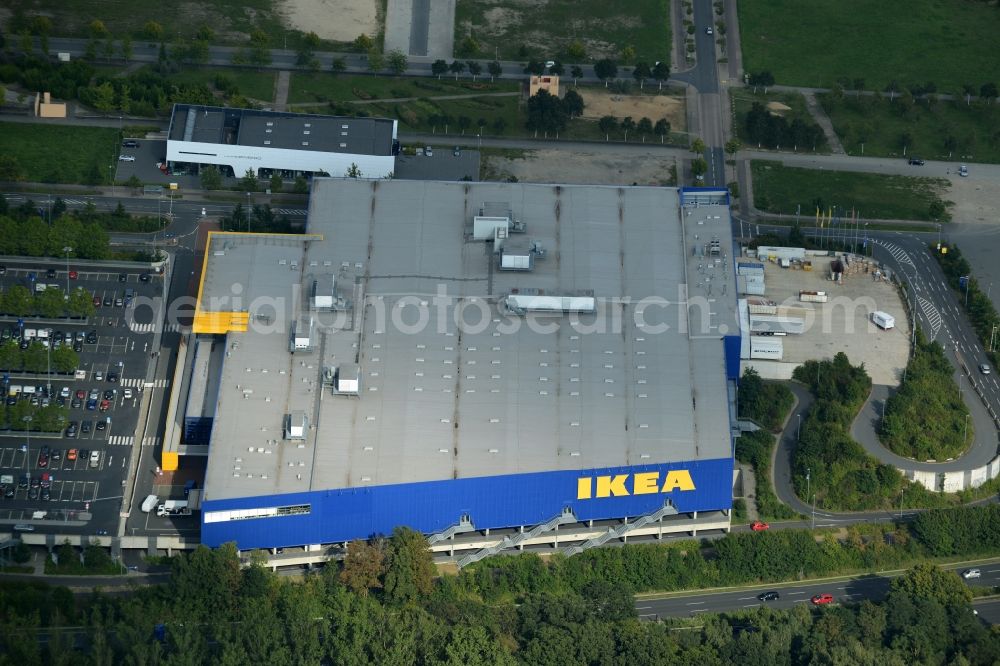 Aerial image Hannover - Building and parking lot of the store - furniture market IKEA Einrichtungshaus in the business park EXPO-Park in Hannover in the state Lower Saxony