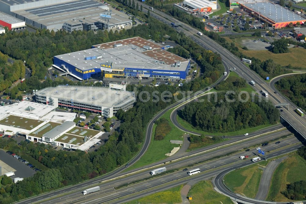 Aerial photograph Kassel - Building of the store - furniture market IKEA Einrichtungshaus on Heinrich-Hertz-Strasse in Kassel in the state Hesse