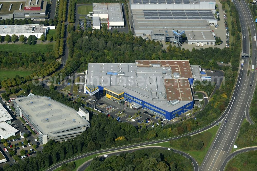 Aerial photograph Kassel - Building of the store - furniture market IKEA Einrichtungshaus on Heinrich-Hertz-Strasse in Kassel in the state Hesse