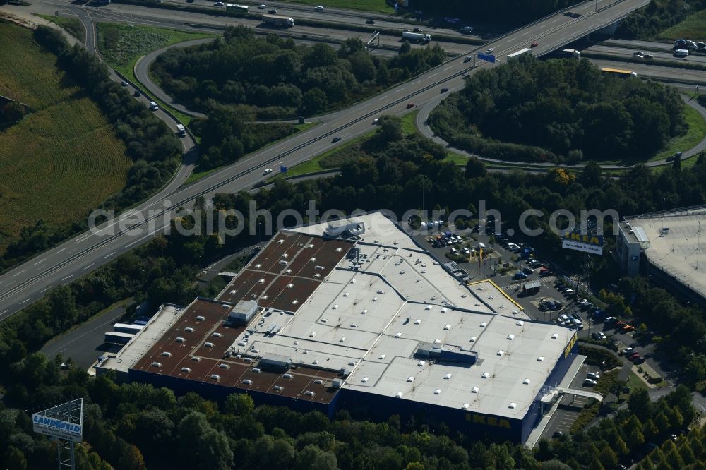 Aerial photograph Kassel - Building of the store - furniture market IKEA Einrichtungshaus on Heinrich-Hertz-Strasse in Kassel in the state Hesse