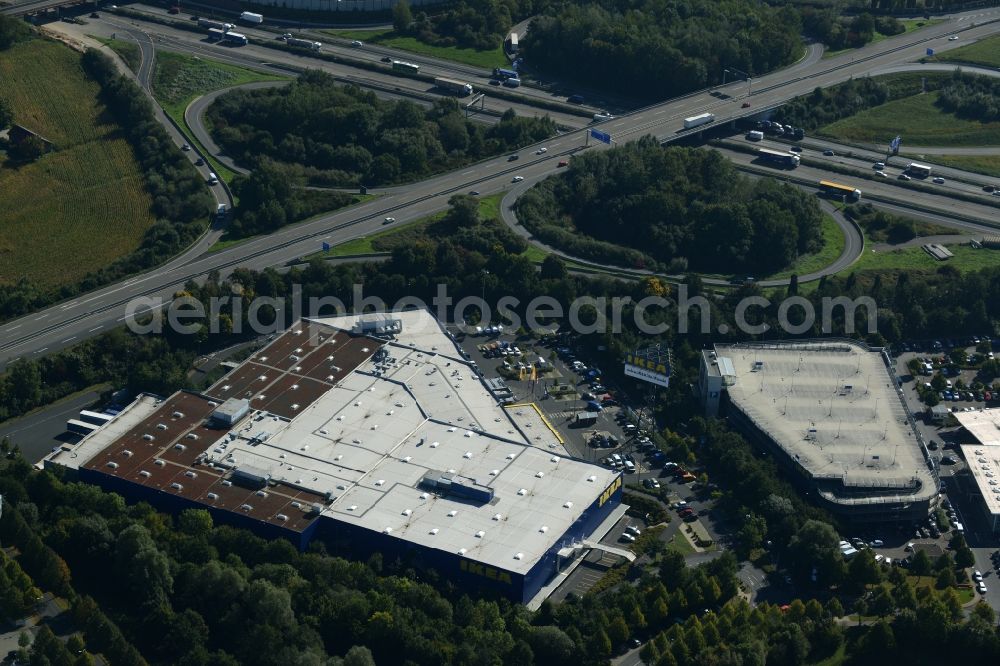 Kassel from above - Building of the store - furniture market IKEA Einrichtungshaus on Heinrich-Hertz-Strasse in Kassel in the state Hesse