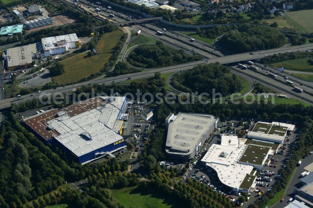 Aerial photograph Kassel - Building of the store - furniture market IKEA Einrichtungshaus on Heinrich-Hertz-Strasse in Kassel in the state Hesse