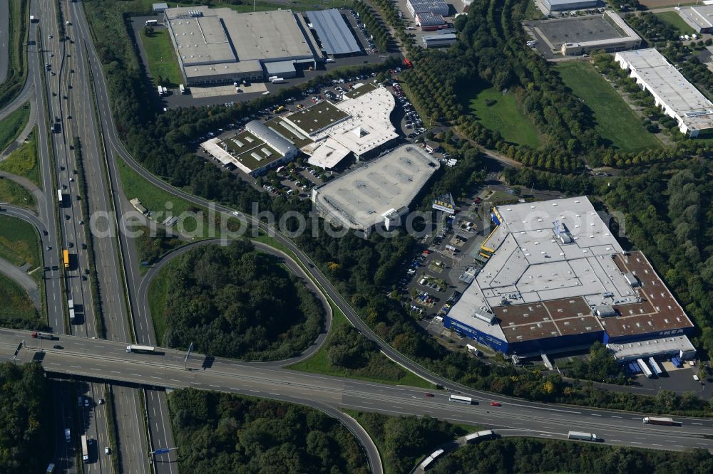 Aerial photograph Kassel - Building of the store - furniture market IKEA Einrichtungshaus on Heinrich-Hertz-Strasse in Kassel in the state Hesse