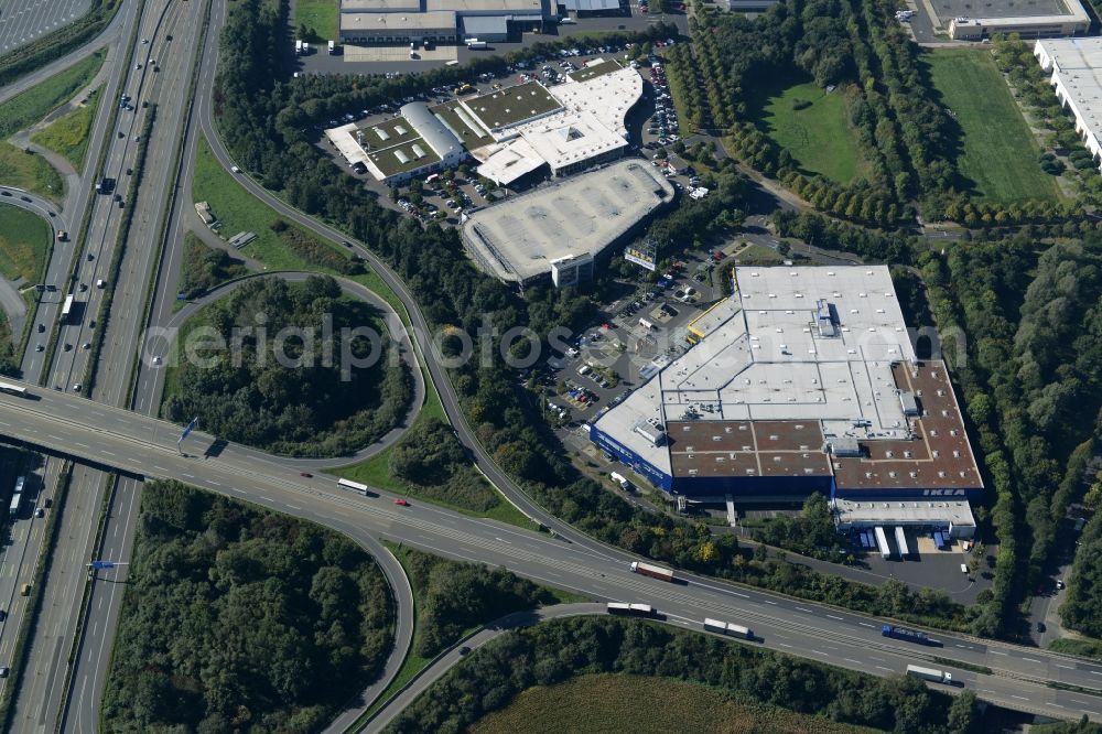 Kassel from above - Building of the store - furniture market IKEA Einrichtungshaus on Heinrich-Hertz-Strasse in Kassel in the state Hesse