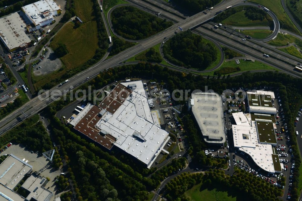 Kassel from the bird's eye view: Building of the store - furniture market IKEA Einrichtungshaus on Heinrich-Hertz-Strasse in Kassel in the state Hesse