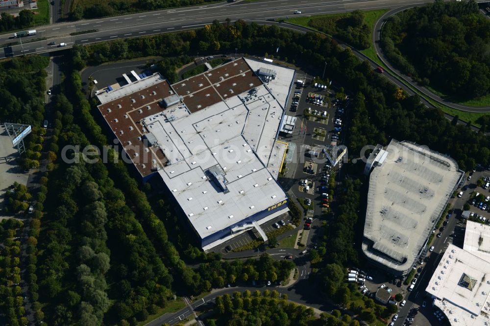 Aerial image Kassel - Building of the store - furniture market IKEA Einrichtungshaus on Heinrich-Hertz-Strasse in Kassel in the state Hesse