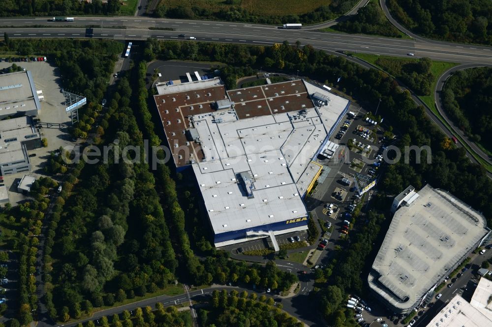 Aerial photograph Kassel - Building of the store - furniture market IKEA Einrichtungshaus on Heinrich-Hertz-Strasse in Kassel in the state Hesse