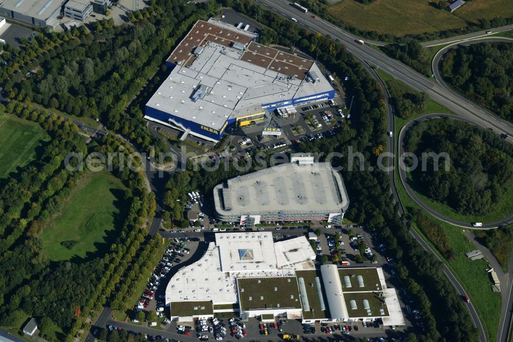 Aerial photograph Kassel - Building of the store - furniture market IKEA Einrichtungshaus on Heinrich-Hertz-Strasse in Kassel in the state Hesse