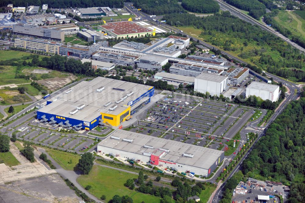 Aerial image Köln - Building of the store - furniture market IKEA Einrichtungshaus Koeln-Am Butzweilerhof on street Butzweilerstrasse in the district Ossendorf in Cologne in the state North Rhine-Westphalia, Germany