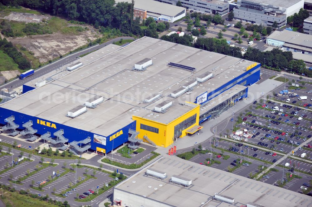 Aerial photograph Köln - Building of the store - furniture market IKEA Einrichtungshaus Koeln-Am Butzweilerhof on street Butzweilerstrasse in the district Ossendorf in Cologne in the state North Rhine-Westphalia, Germany